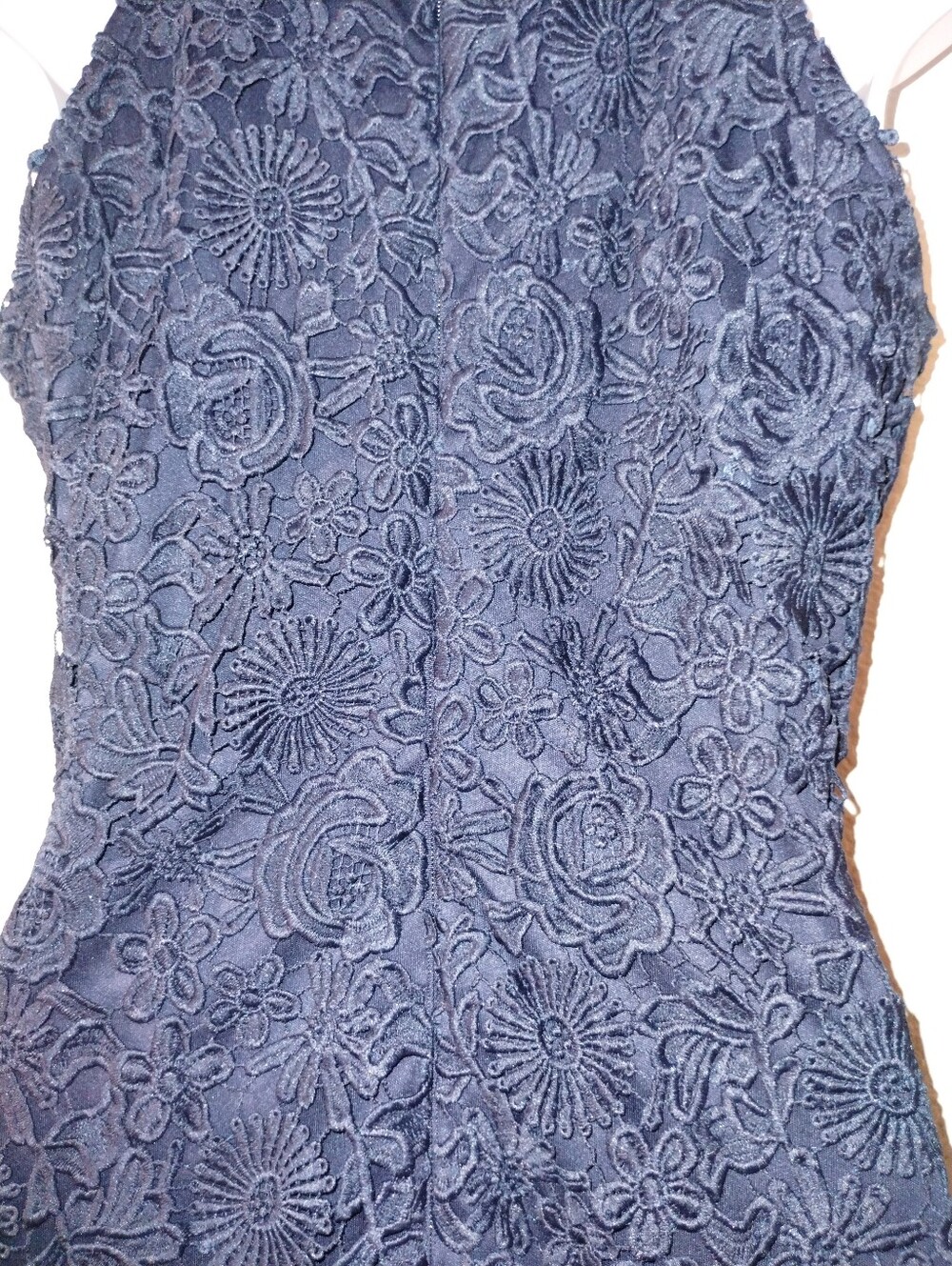 Lulus Dress Navy Blue Lace Crochet Overlay S/L sz 12 - Picture 16 of 17